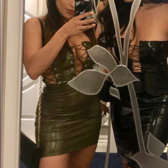 PrettyLittleThing Dresses & Skirts - Olive green latex dress